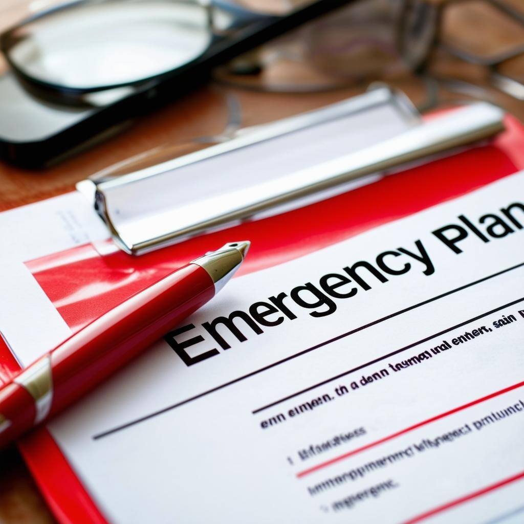 Emergency Plan with a pen